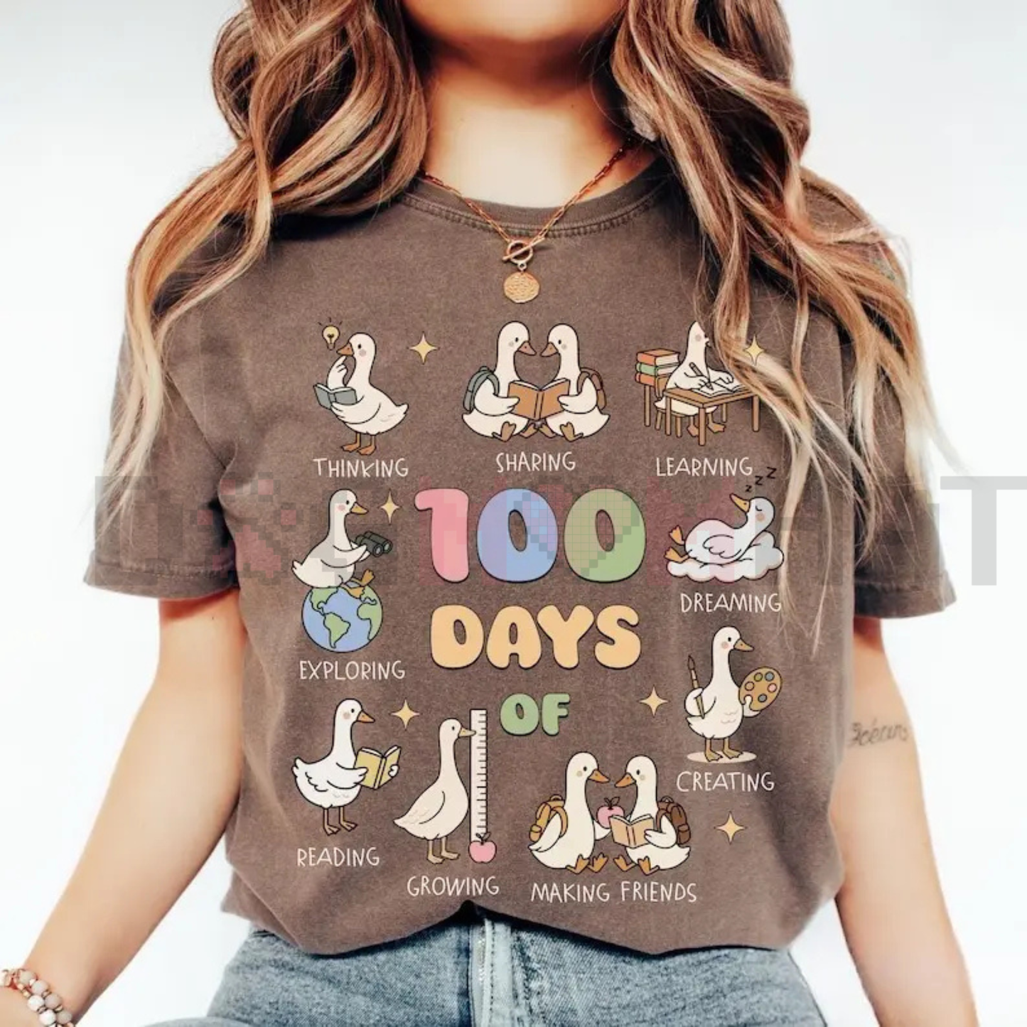 100 Days of School Goose Teacher T-Shirt