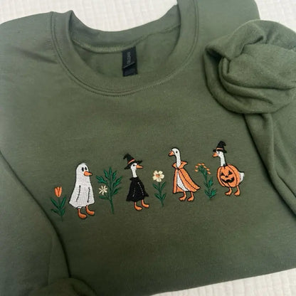 Spooky Goose Halloween Embroidered Sweatshirt - Spooky Season Apparel