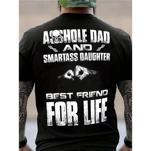 Men's Casual Letter Print T-Shirt – Soft Polyester Crew Neck Tee, All Seasons Style