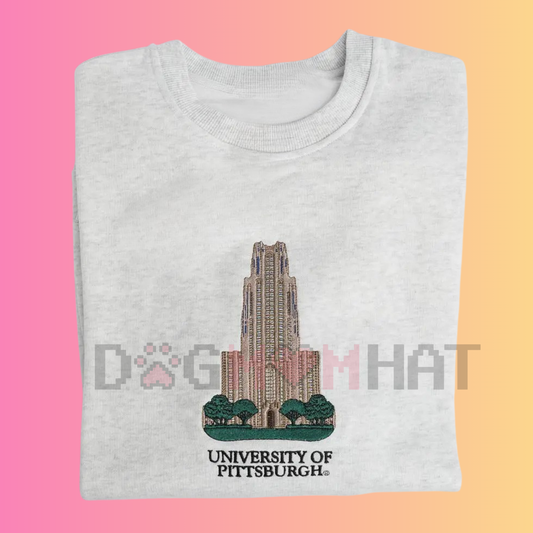 Pittsburgh University Embroidered Sweatshirt – Pitt Panthers Unisex Crewneck, College Apparel, Alumni Gift