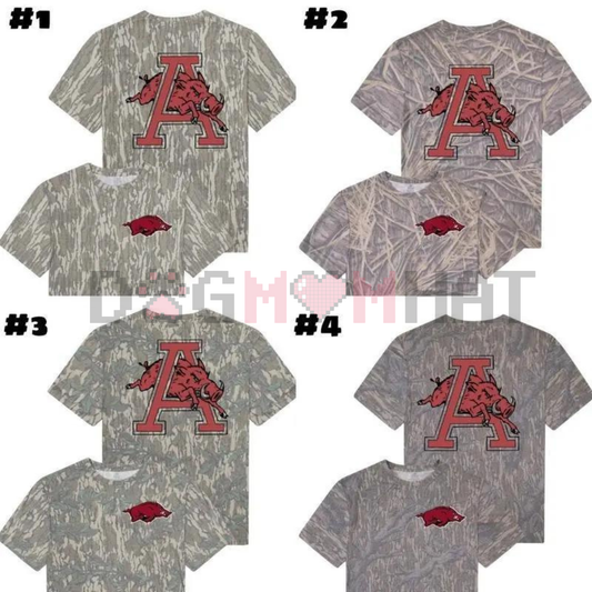Arkansas Wild Hog Graphic T-Shirt – Camo All Over Print Shirt