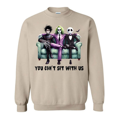 You Can’t Sit With Us Halloween T-Shirt – Funny Horror Character-Inspired Graphic Tee, Unisex Spooky Season Shirt