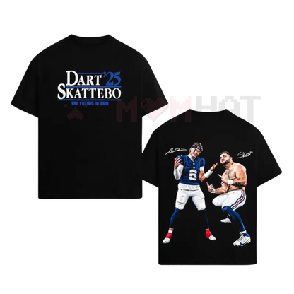 Cam Skattebo & Jaxson Dart V2 "Houdini Six" Giants Nation Outfit – Big Blue Dual-Threat Cotton Tee