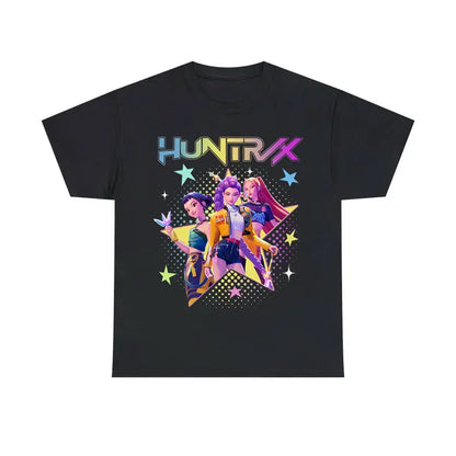 Huntrix Star Shirt – Kpop Huntrix Tee Featuring Mira, Rumi, Zoey & Derpy Tiger, Gift for Fans