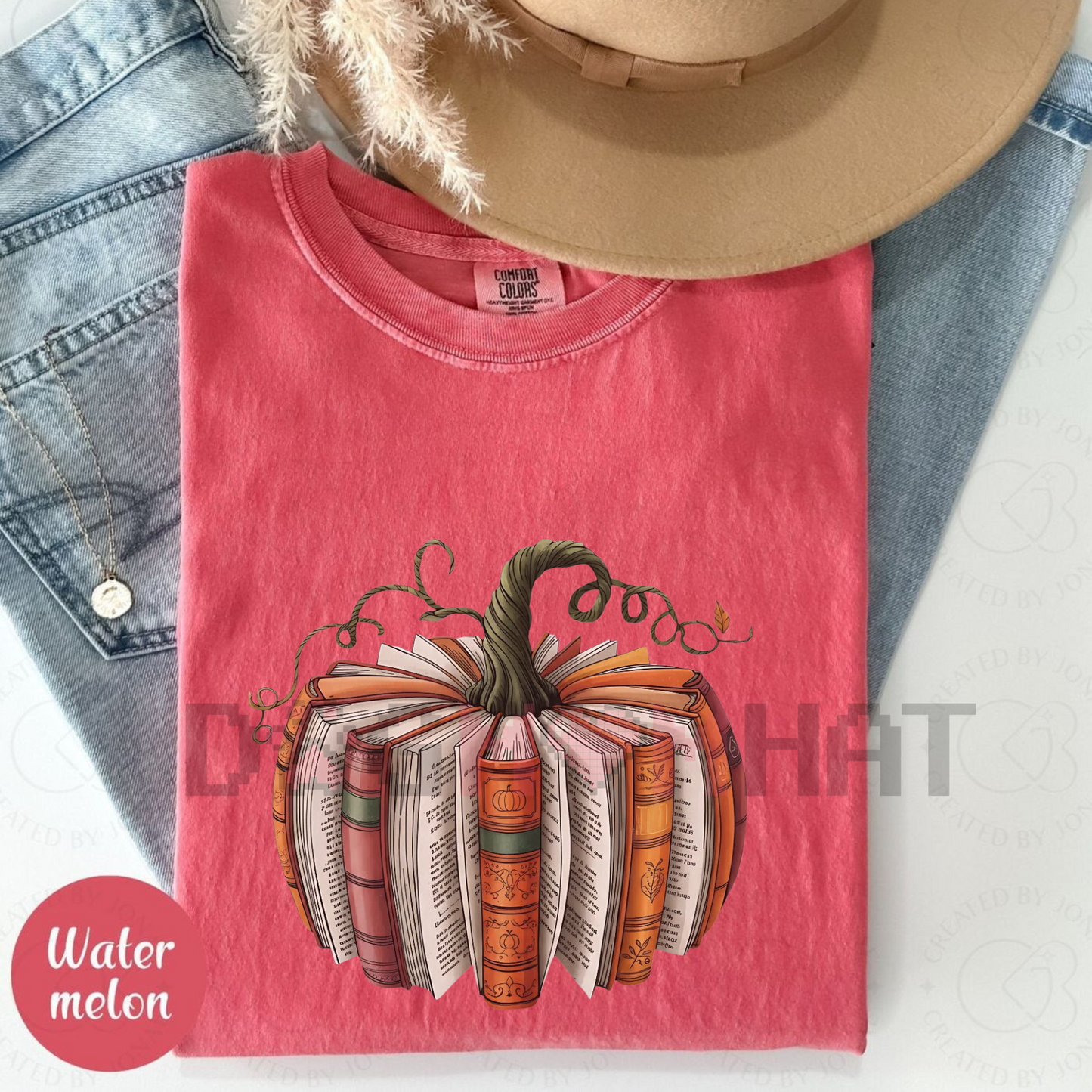 Fall Pumpkin Made With Books – Ready To Press Transfer, Halloween T-Shirt Design