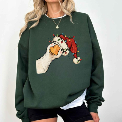 Festive Friction Sweatshirt – Funny "Preppy Jolly Goose" Christmas Graphic Crewneck