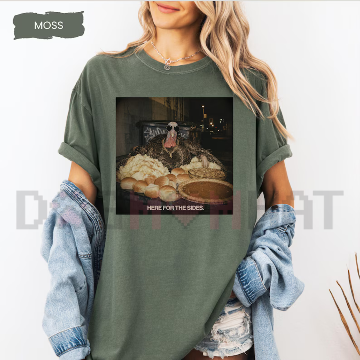 Festive Friction Tee – "Here For The Sides" Funny Thanksgiving & Friendsgiving Graphic T-Shirt
