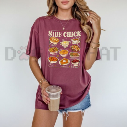 Festive Friction Tee – Retro "Side Chick" Funny Thanksgiving & Friendsgiving Graphic T-Shirt