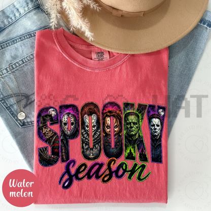 Retro Horror Legends Graphic Tee - Classic Scary Movie Night Comfort Colors Cotton Halloween Shirt