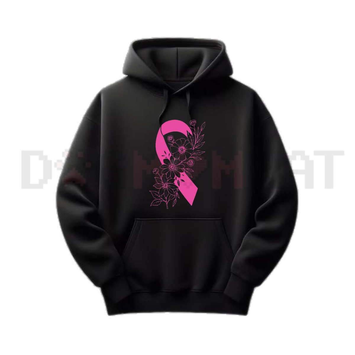 Breast Cancer Floral Ribbon Support Pullover Hoodie
