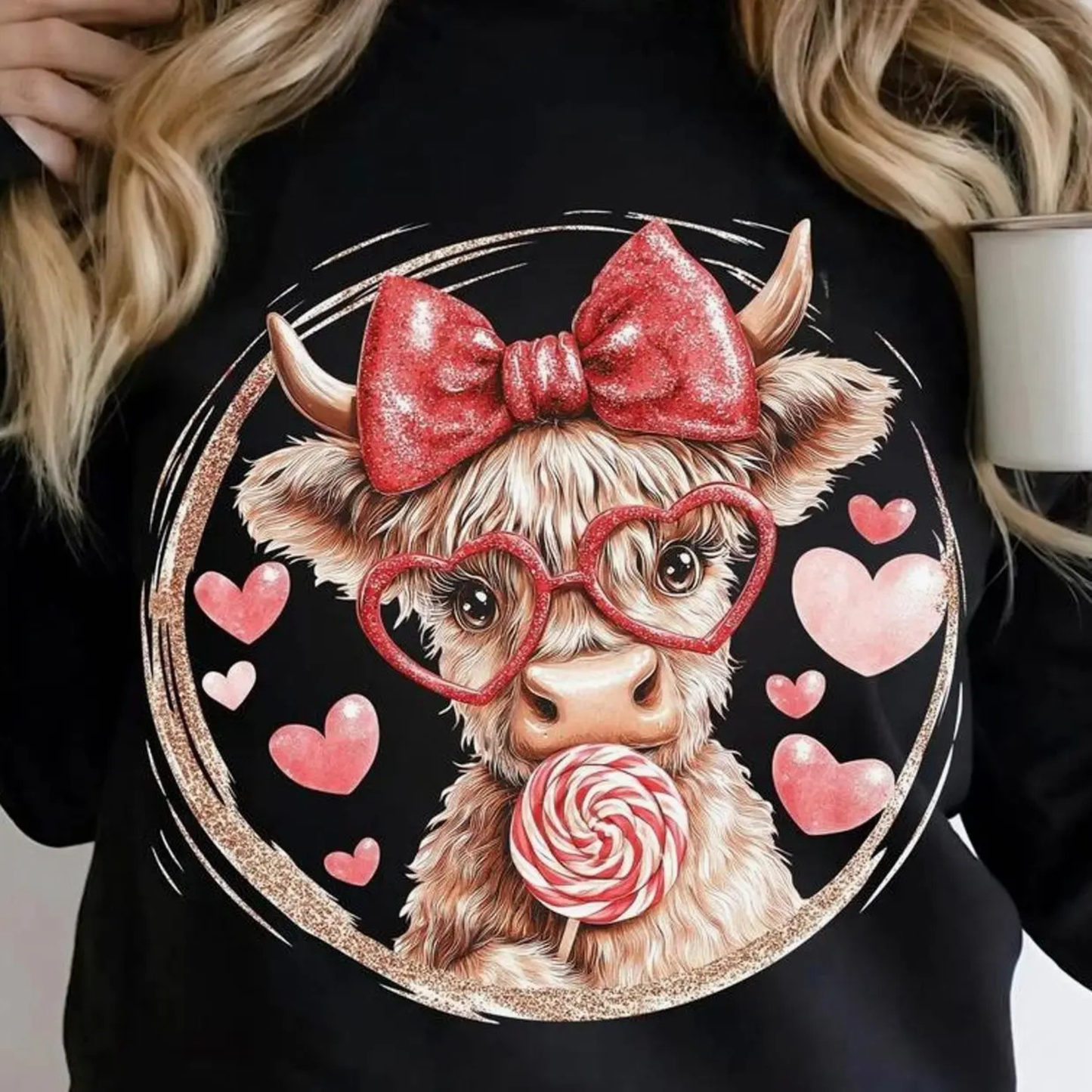 Retro Valentine Highland Cow Sweatshirt