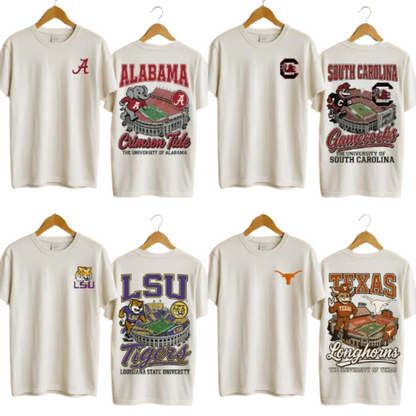 NCAA Full Team Vintage T-Shirt – College Football Mascots Tee, Unisex Throwback Sports Shirt