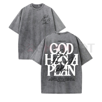 Double Sided Retro Washed 'God Has A Plan' Tee