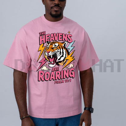 "Roaring Heavens" Heavy Cotton Shirt - Epic Celestial Retro Graphic Tee