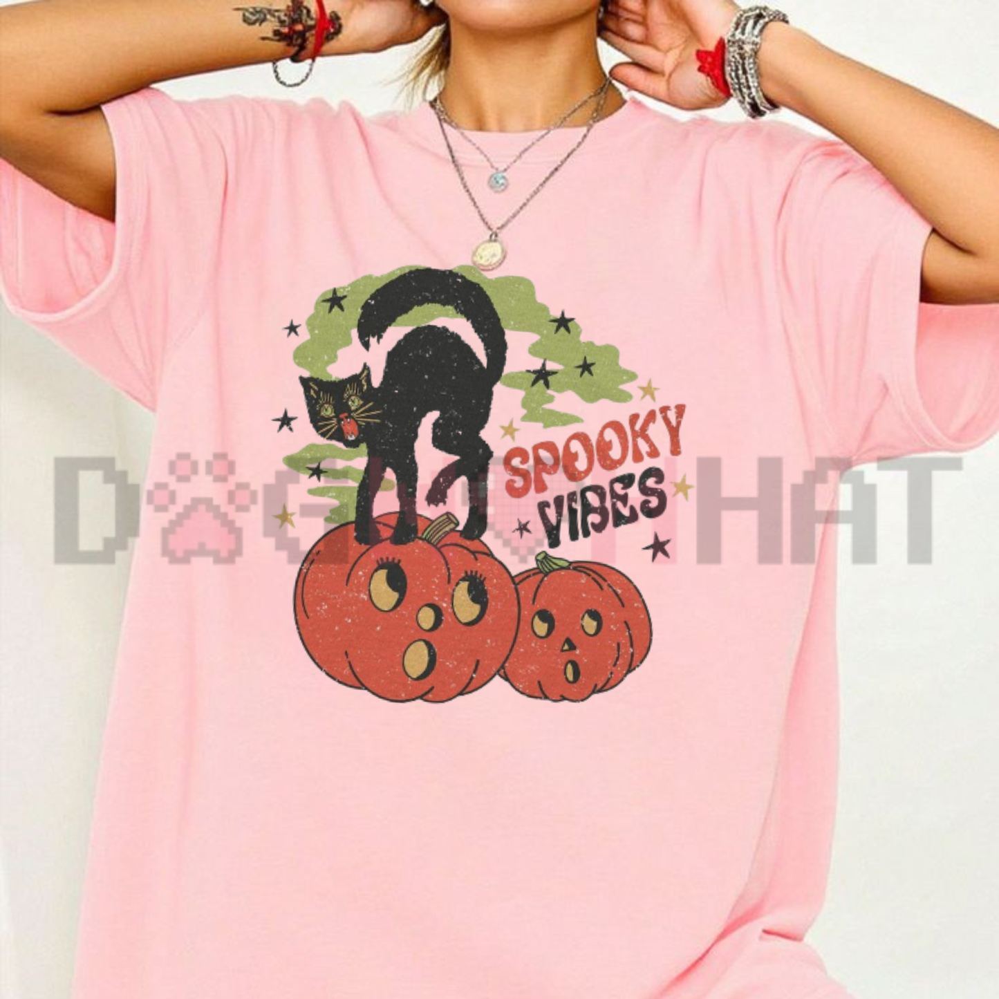 Retro 80s Spooky Black Cat Pumpkin Graphic Tee - Vintage Halloween Cat Mom Soft Cotton Unisex Fall Season T-Shirt