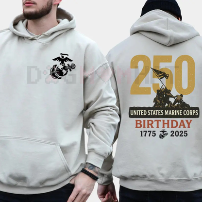 Marines 250th Birthday Hoodie – USMC 250 Year Anniversary Pullover