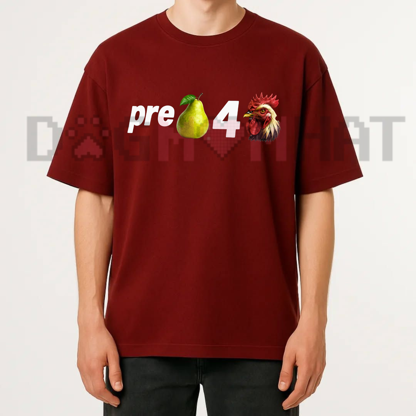Pre Pear 4 Chicken Graphic Tee - Funny Pun Foodie Vintage Cotton Unisex T-Shirt