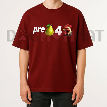 Pre Pear 4 Chicken Graphic Tee - Funny Pun Foodie Vintage Cotton Unisex T-Shirt