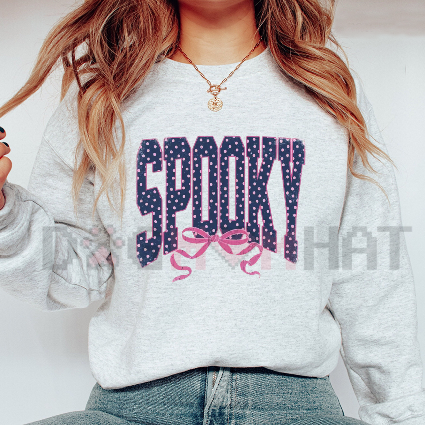 Cute Pastel Halloween Ghost Pullover - Cozy Pink & Spooky Aesthetic Sweatshirt