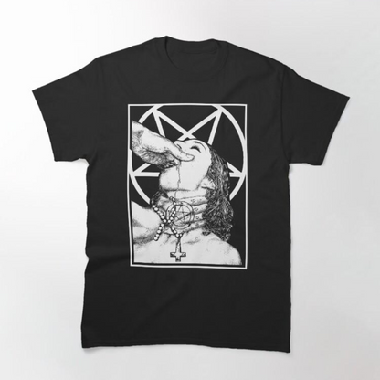 Satanic Nun Graphic T-Shirt – Gothic Dark Art Horror Tee for Fans