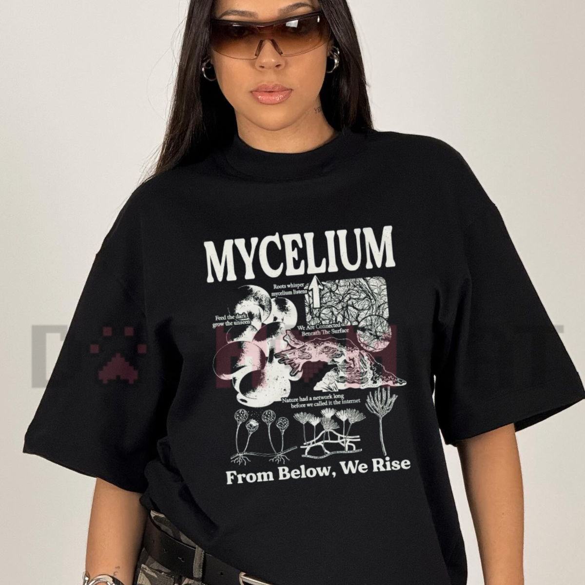 "Mycelium Vintage Fungal Network" Diagram Graphic T-Shirt