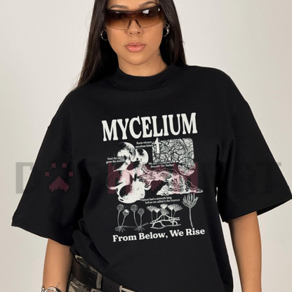 "Mycelium Vintage Fungal Network" Diagram Graphic T-Shirt