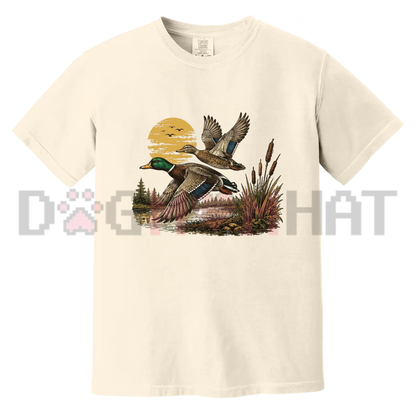 "Retro Flying Mallard Duck" Classic Waterfowl Graphic T-Shirt