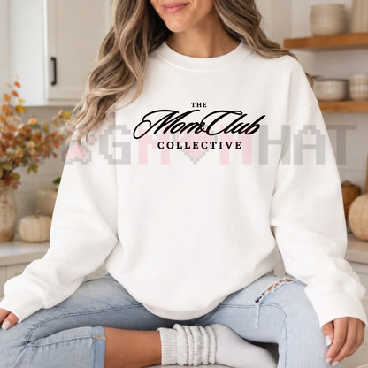 MOM CLUB Faux-Embroidered Aesthetic Graphic Sweatshirt