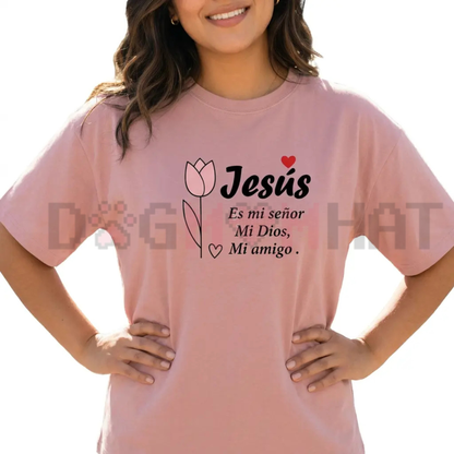 Spanish Christian Floral Faith Graphic Tee - Premium Jesus Shirt for Women
