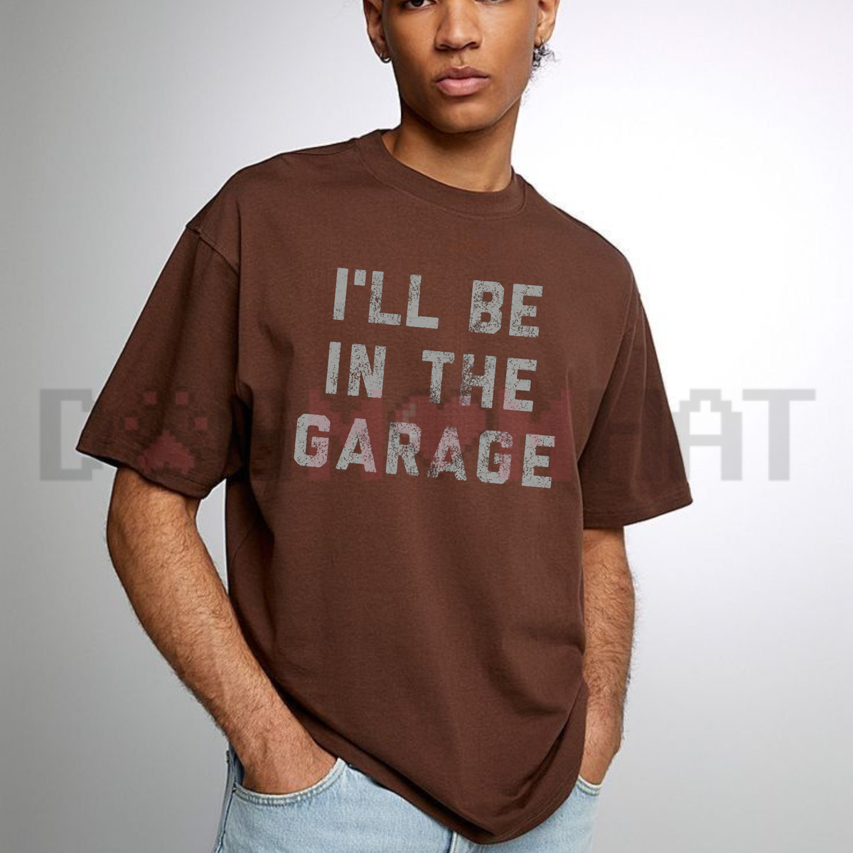 Festive Friction Tee – "I'll Be In The Garage" Funny Car Mechanic Dad Graphic T-Shirt