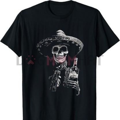 Vintage Skeleton Tequila T-Shirt – Dia De Los Muertos, La Catrina Sugar Skull Apparel, Day of the Dead Tee