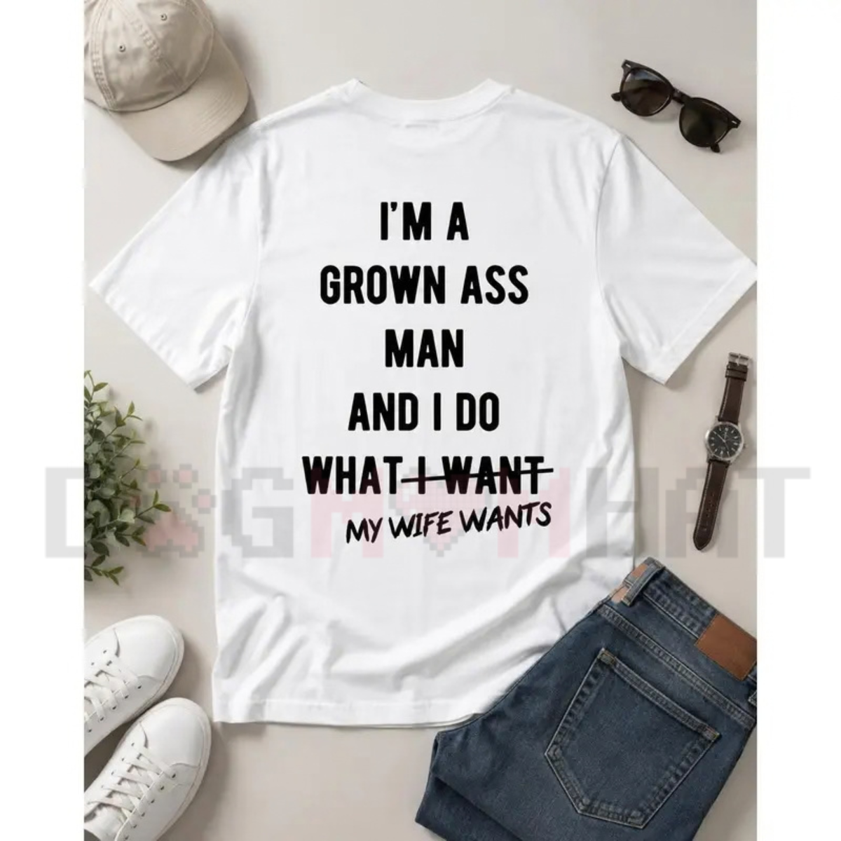 Real Man Listens To Wife Funny Husband Graphic T-Shirt