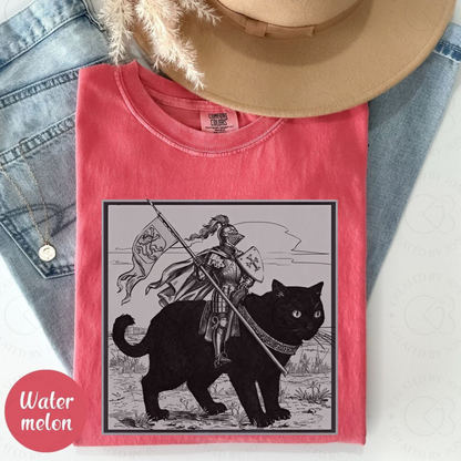 Funny Knight Cat Rider T-Shirt – Medieval Fantasy Ren Faire Tee