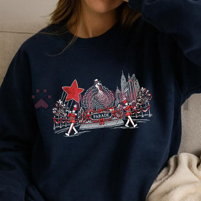 Festive Friction Crewneck – "100th Thanksgiving Parade" NYC Holiday Sweatshirt