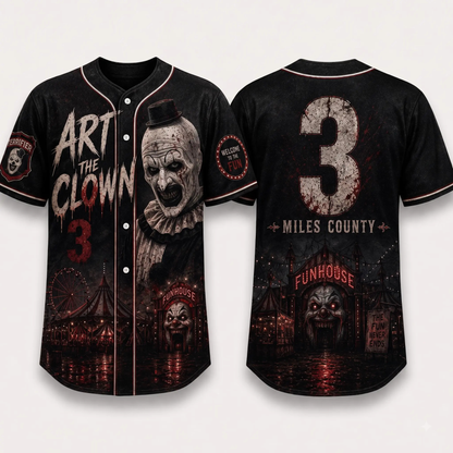 Horror Slasher Gothic Halloween Baseball Jersey - Dark Character Graphic Sports Button-Down
