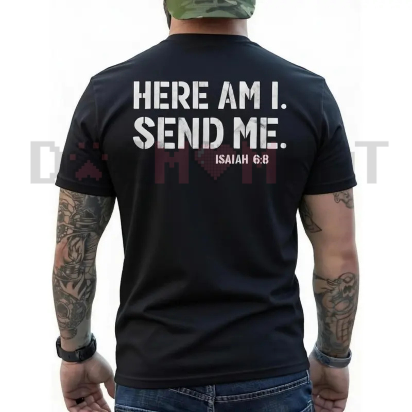 Here Am I Send Me Faith Graphic Tee - Christian Isaiah 6:8 Shirt for Men