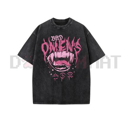 "Bad Omen" Surrealist Washed Tee