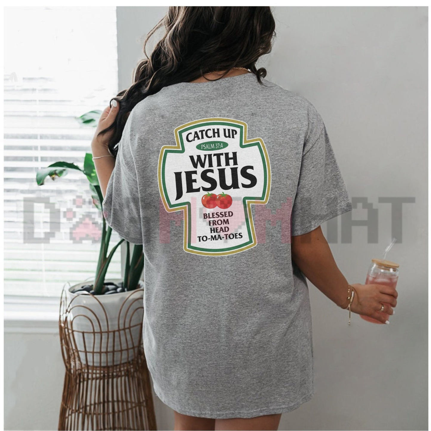 Catch Up With Jesus Ketchup Parody Graphic Tee - Funny Christian Soft Cotton Unisex Faith Short Sleeve T-Shirt