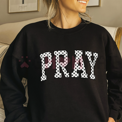 PRAY Minimalist Christian Graphic Sweatshirt - Faith Inspired Inspirational Cotton Blend Unisex Pullover
