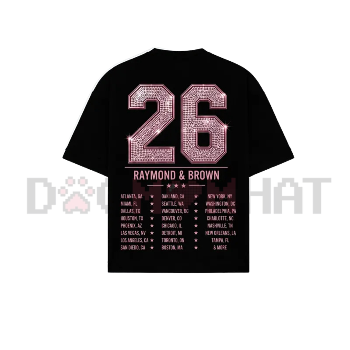 Raymond & Brown World Tour 2026 T-Shirt - Pink Bling R&B Graphic Tee