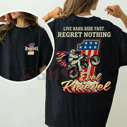 Evel Knievel "Live Hard Ride Fast" Shirt - Vintage American Rider Biker Tee