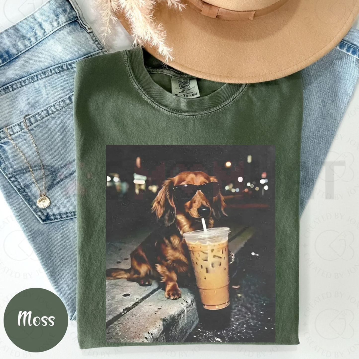 Funny Dachshund Iced Coffee T-Shirt