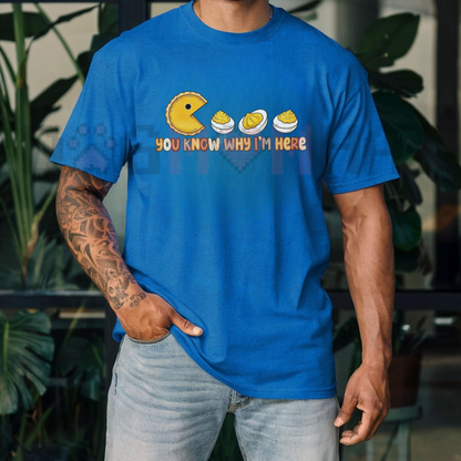 Festive Friction Tee – "You Know Why I'm Here" Deviled Eggs & Pumpkin Pie Thanksgiving Graphic T-Shirt