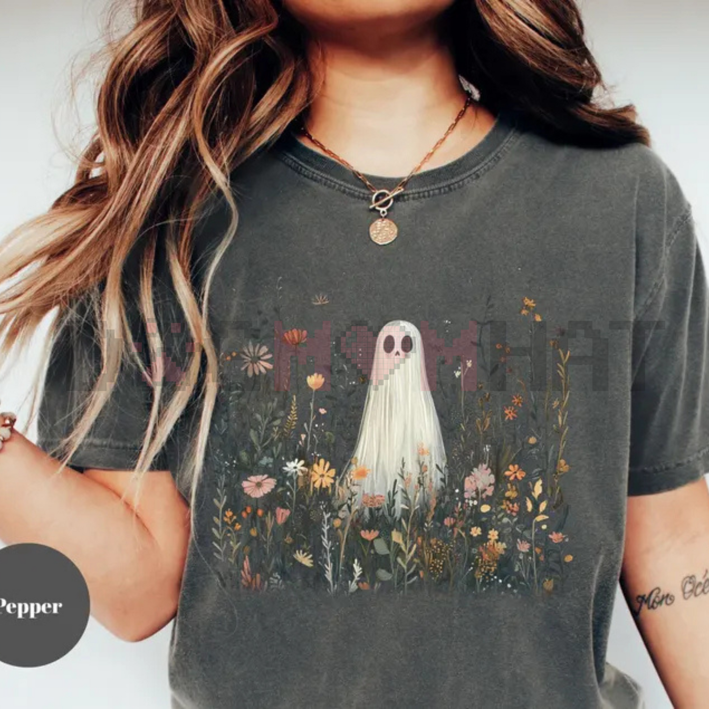 Comfort Colors® Cute Ghost in Wildflowers Shirt – Spooky Fall Aesthetic Floral Halloween Tee, Cozy Ghostcore Gift