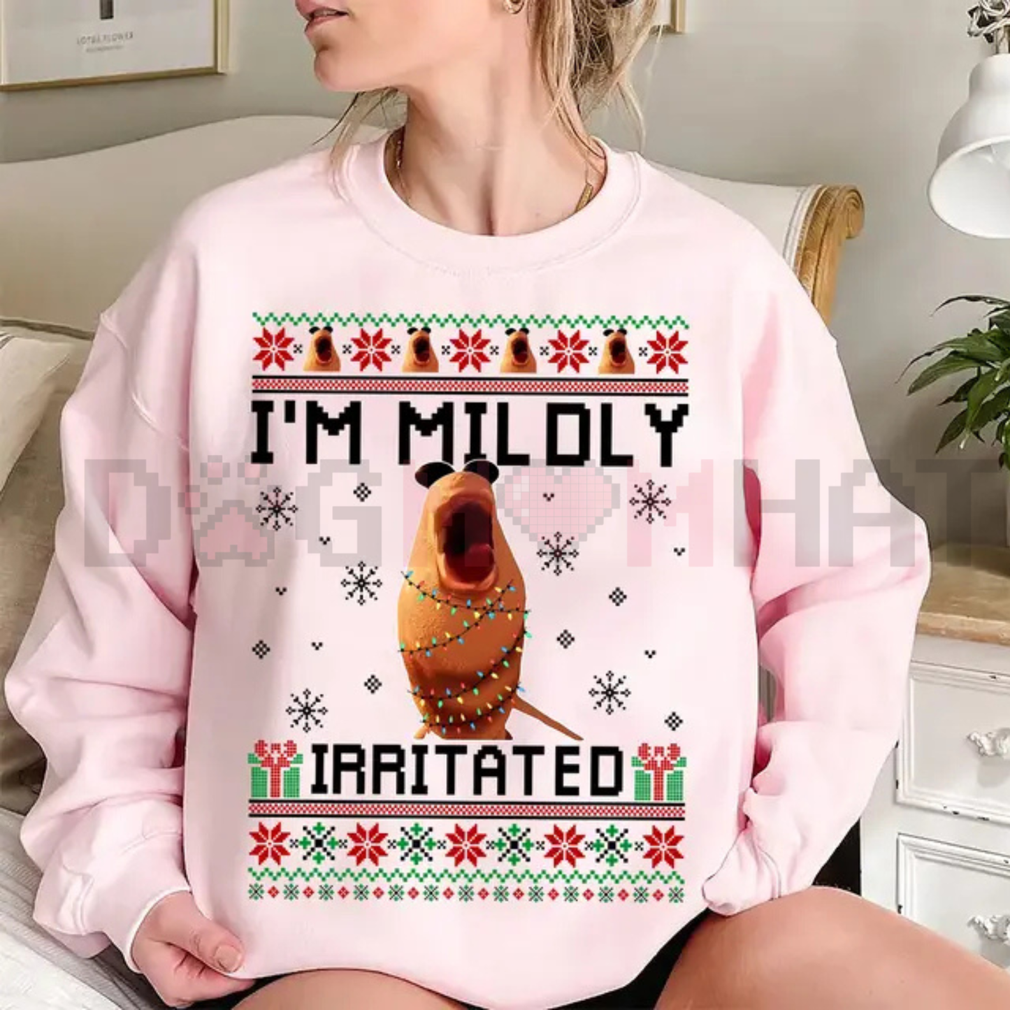 "Mildly Irritated" Funny Meme Ugly Christmas Sweatshirt