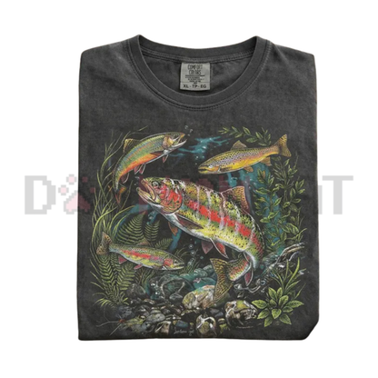 Fly Fishing Shirt – Vintage Trout River Graphic Tee