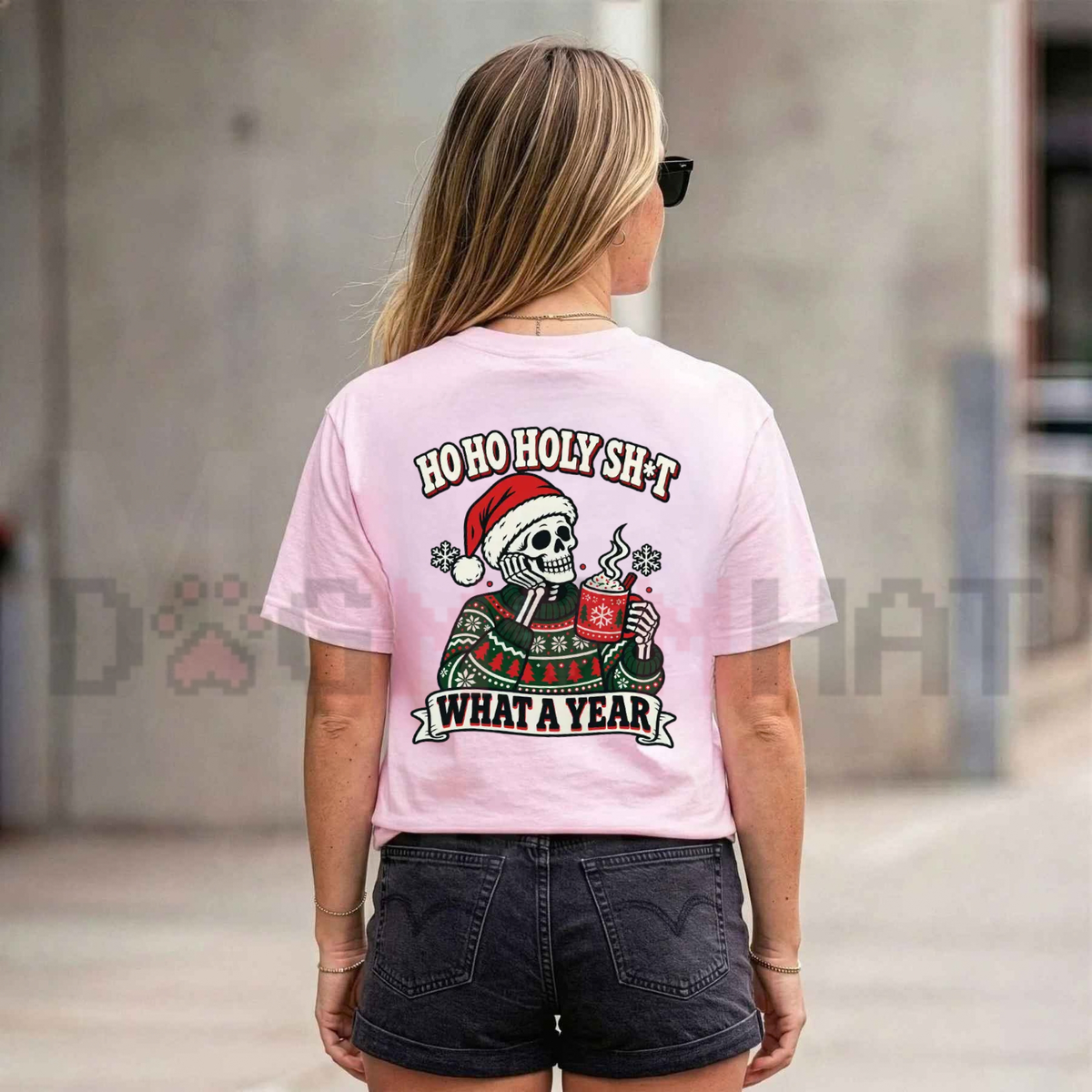 Ho Ho Holy Sh*t What A Year Skeleton Christmas Graphic T-Shirt