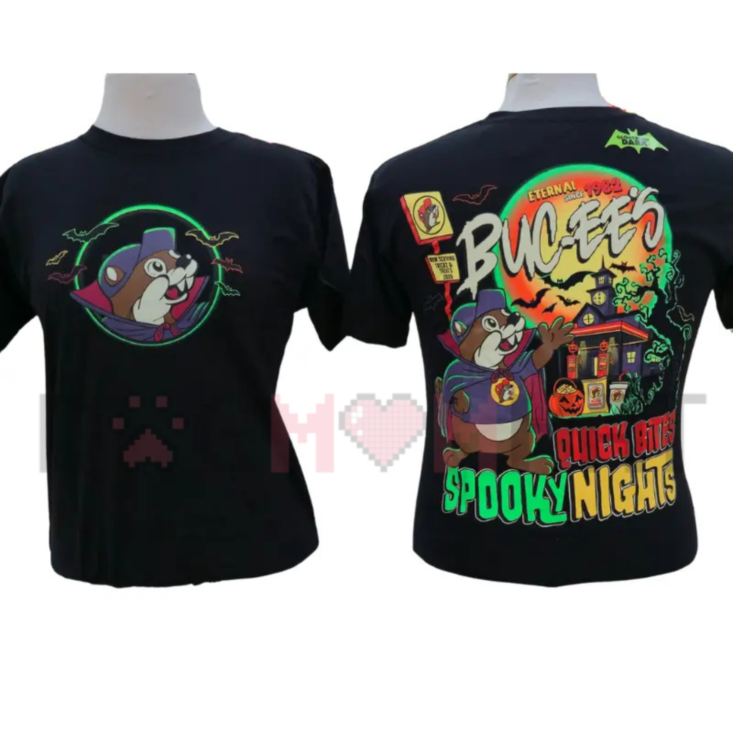 Buc-ee's 2026 Halloween Glow In The Dark Graphic Tee - Quick Bites Spooky Nights Soft Cotton Unisex Festive Fall T-Shirt