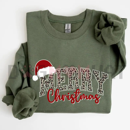 Merry Christmas Buffalo Plaid Graphic Sweatshirt - Vintage Holiday Cozy Soft Cotton Unisex Xmas Family Gift Pullover