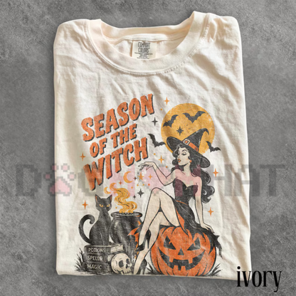 Season Of The Witch Comfort Colors® Pin Up Witch Graphic T-Shirt